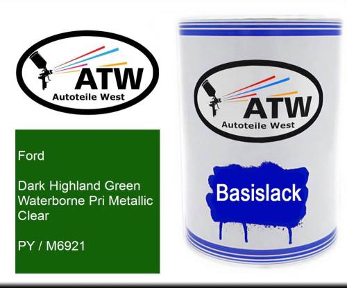 Ford, Dark Highland Green Waterborne Pri Metallic Clear, PY / M6921: 500ml Lackdose, von ATW Autoteile West.